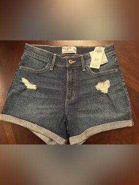 abercrombie kids blue distressed rolled cuff denim shorts